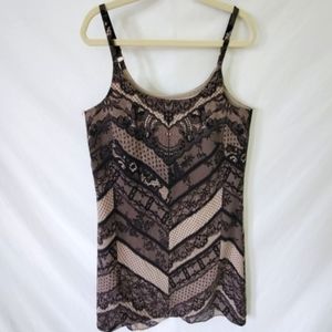 CAbi Brown and Black Lace Mini Dress
